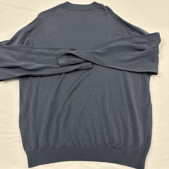 Pronto Uomo Sweater Mens XXL Blue Silk Cotton Mock Neck Quiet Luxury Old Money - Picture 8 of 8